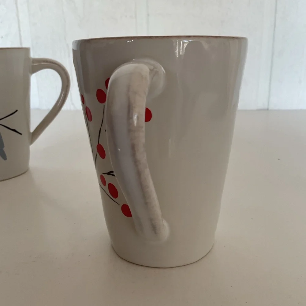 Crate & Barrel Marin Winter Birds Mug Set of three